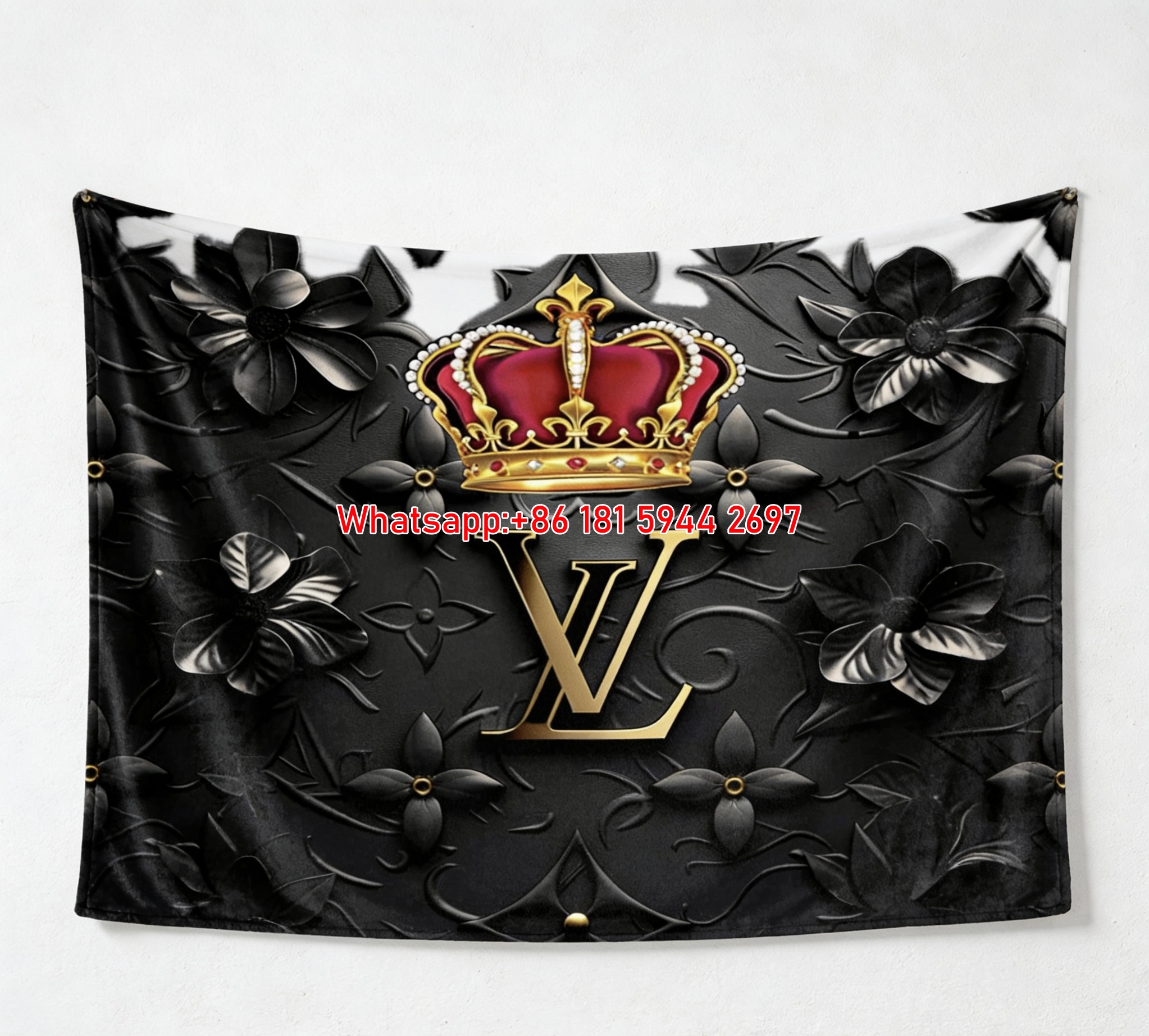 Royal Crown LV Blanket Crown & LV Monogram Throw 172